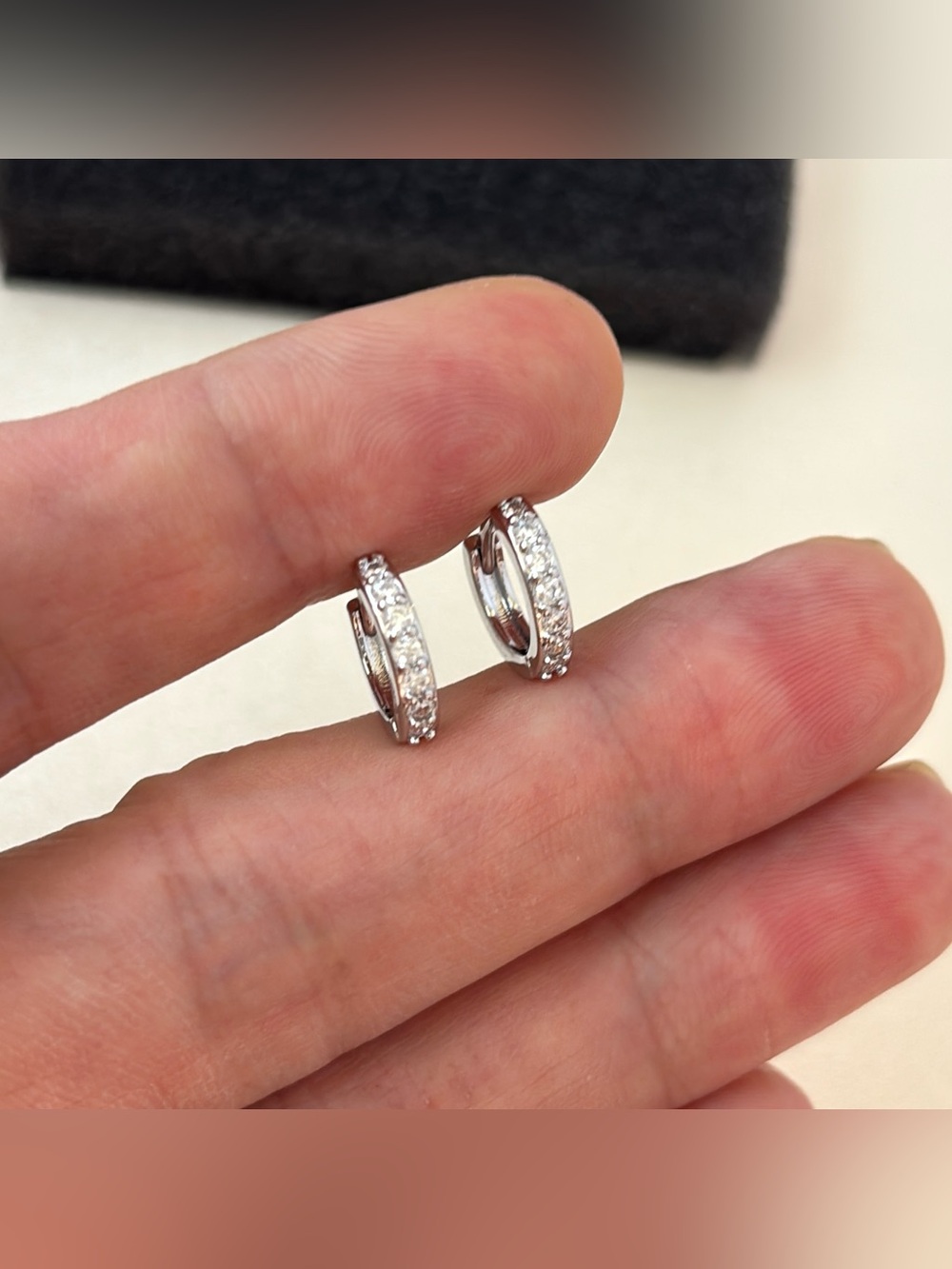 12mm CZ Small Hoop Earrings for Men Women Streetwear Punk Hip Hop Unisex Earring